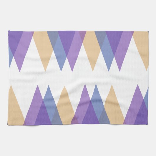 紫、青、黄色の三角形 キッチンタオル (横)