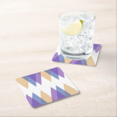 紫、青、黄色の三角形 スクエアペーパーコースター (インサイチュ)