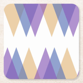 紫、青、黄色の三角形 スクエアペーパーコースター