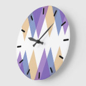 紫、青、黄色の三角形 ラージ壁時計 (傾斜)