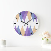 紫、青、黄色の三角形 ラージ壁時計 (ホーム)