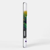 紫 黄色 緑 マルディグラ マスク iPhoneケース (右側面)