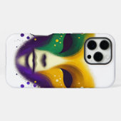 紫 黄色 緑 マルディグラ マスク iPhoneケース (裏面横)