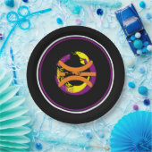 紫/黄金色/黒のバスケットボール9インチプレート ペーパープレート (パーティー)