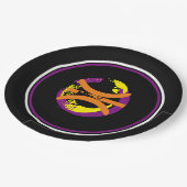 紫/黄金色/黒のバスケットボール9インチプレート ペーパープレート (アングル)