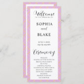 紫、黄、および白の格子縞結婚式 プログラム (正面/裏面)