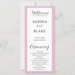 紫、黄、および白の格子縞結婚式 プログラム