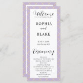 紫、黄、および白の格子縞結婚式 プログラム (正面/裏面)