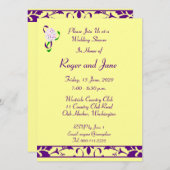 紫、黄、ダマスクウェディングシャワー招待状 招待状 (正面/裏面)