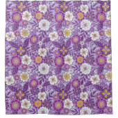 紫、黄、マゼンタのフローラ シャワーカーテン (正面)