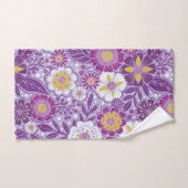 紫、黄、マゼンタのフローラ バスタオルセット (ハンドタオル)