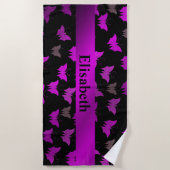 紫、黒のビーチ ビーチタオル (正面)