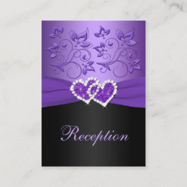 紫、黒のフローラ結合ハートエンクロージャカード エンクロージャーカード