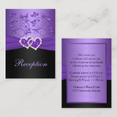 紫、黒のフローラ結合ハートエンクロージャカード エンクロージャーカード (正面/裏面)