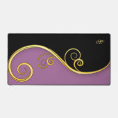 紫 – 黒スワールデスクマット(イニシャル付き) デスクマット (正面)