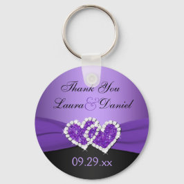 紫、黒結合ハート結婚式の引き出物キーチェーン キーホルダー