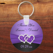 紫、黒結合ハート結婚式の引き出物キーチェーン キーホルダー (正面)