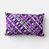 紫、黒、グレーの対角線の格子模様 ランバークッション (裏面)