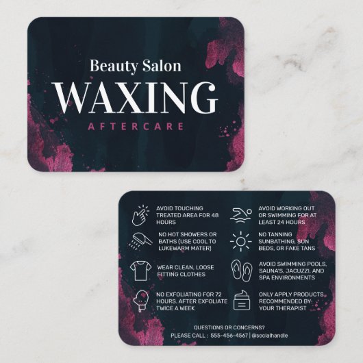紫(黒)ワックス・アフターケア・カード 名刺 (正面/裏面)