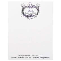 紫、黒、白のシックなビジネスのレターヘッド