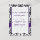 紫、黒、白のダマスク披露宴カード エンクロージャーカード (裏面)