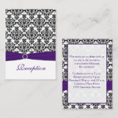 紫、黒、白のダマスク披露宴カード エンクロージャーカード (正面/裏面)