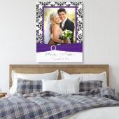 紫、黒、白のダマスコウェディングキャンバス キャンバスプリント (インサイチュ (寝室))