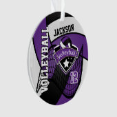 紫、黒、白のバレーボール🏐❤ オーナメント (正面)