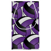 紫、黒、白のバレーボール スモールペーパーバッグ (裏面)