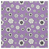 紫、黒、白のフローラ ファブリック (見本)