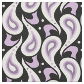 紫、黒、白のペイズリー幾何学模様 ファブリック (クローズアップ)