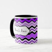 紫、黒、白の波状の波状のマグストライプをカスタマイズ マグカップ (正面左)