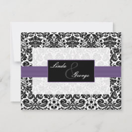 紫、黒、白のrsvpカード 出欠カード