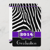 紫、黒、白ゼブラプリント卒業招待状 招待状 (正面/裏面)