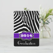 紫、黒、白ゼブラプリント卒業招待状 招待状 (スタンド正面)