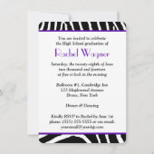 紫、黒、白ゼブラプリント卒業招待状 招待状 (裏面)