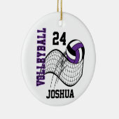 紫、黒、白バレーボール セラミックオーナメント (右)