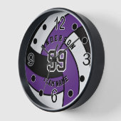 紫、黒、白バレーボール 壁時計 (傾斜)