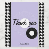 紫、黒、白1950年代テーマ 市松模様に ワインラベル (シングルラベル)