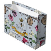 紫、黒、金ゴールドクイーンビー王室のクラウン写真 ラージペーパーバッグ (正面アングル)