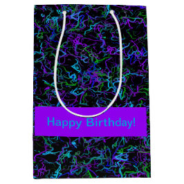 紫、黒、青の抽象芸術 ミディアムペーパーバッグ