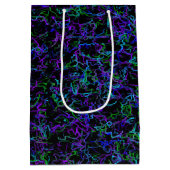 紫、黒、青の抽象芸術 ミディアムペーパーバッグ (裏面)