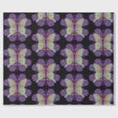 紫、黒、青淡い色の蝶 ラッピングペーパー (フラット)