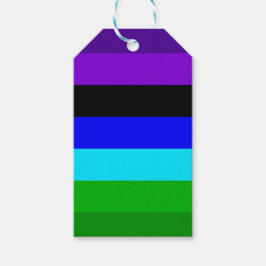 紫、黒、青、緑の各ストライプ色 ギフトタグ