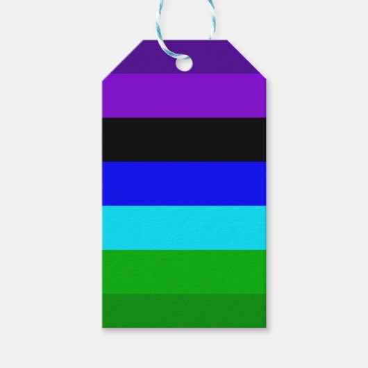 紫、黒、青、緑の各ストライプ色 ギフトタグ (正面)