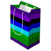 紫、黒、青、緑の各ストライプ色 ミディアムペーパーバッグ (正面アングル)