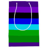 紫、黒、青、緑の各ストライプ色 ミディアムペーパーバッグ (正面)