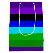 紫、黒、青、緑の各ストライプ色 ミディアムペーパーバッグ (裏面)