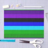 紫、黒、青、緑の各ストライプ色 薄葉紙 (クラフト)