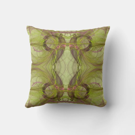 紫、Chartreuse nグレー抽象芸術フラクタル枕 クッション (裏面)